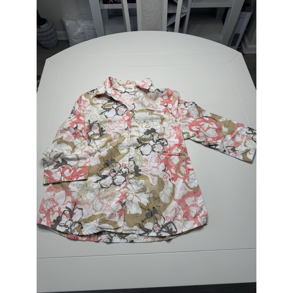 Alia Petites - Women’s Floral Button Up 8P - 3/4 Sleeve - Nice 👍